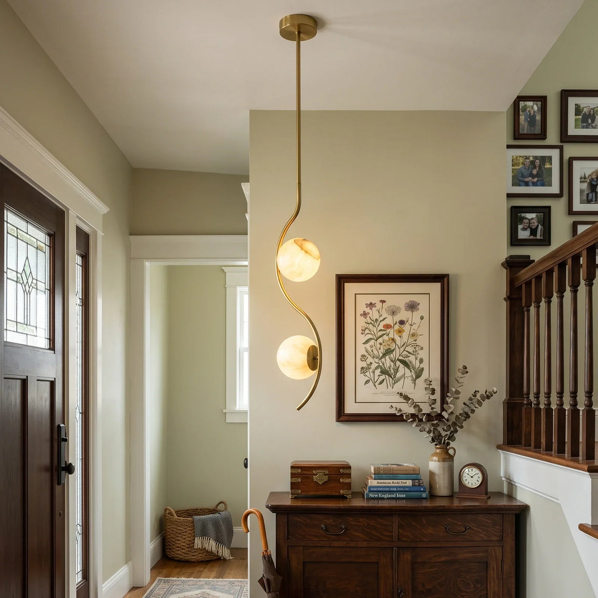 Ondelle Curved Rod Alabaster Pendant Light – Alabaster detail 2