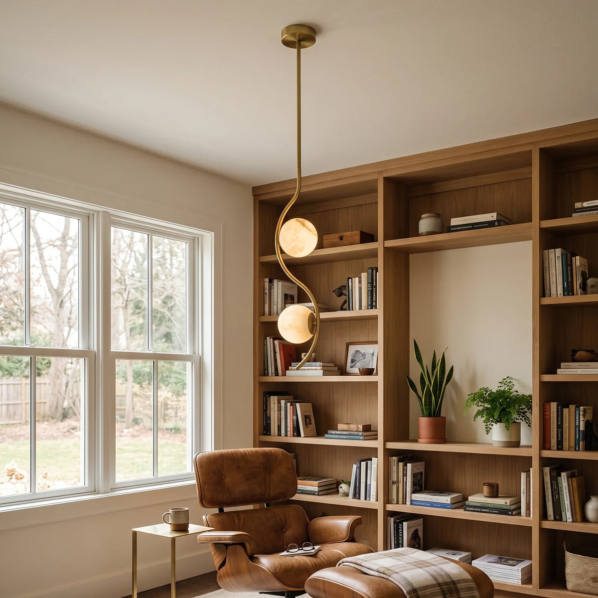 Ondelle Curved Rod Alabaster Pendant Light – Alabaster detail 7