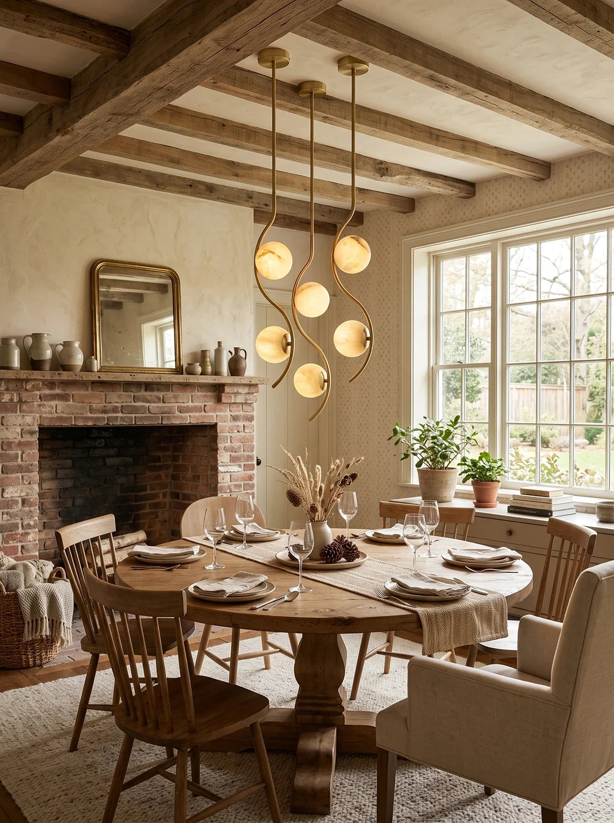 Ondelle Curved Rod Alabaster Pendant Light – Alabaster detail 10