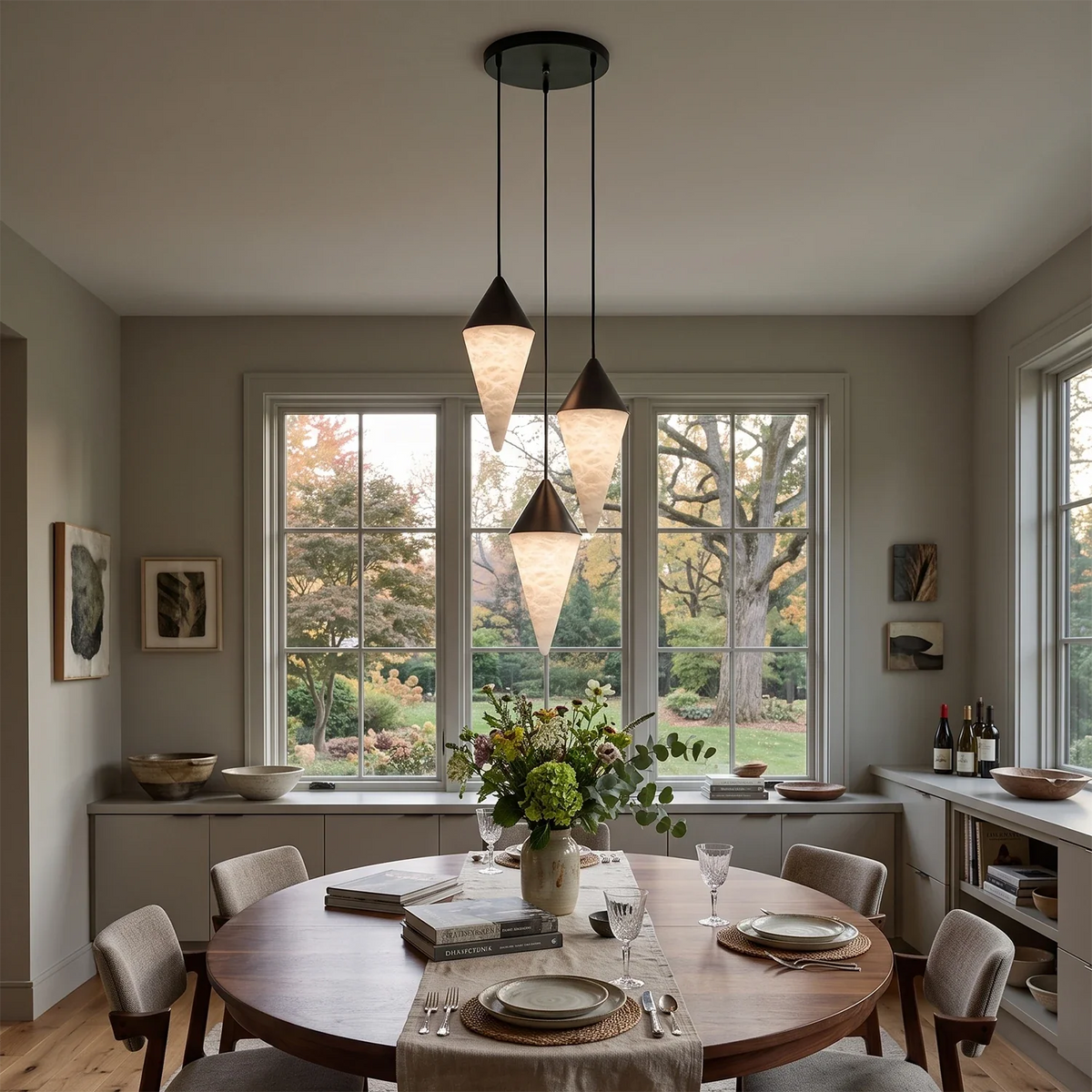 Ondine Faceted Alabaster Drop Chandelier – Alabaster detail 7