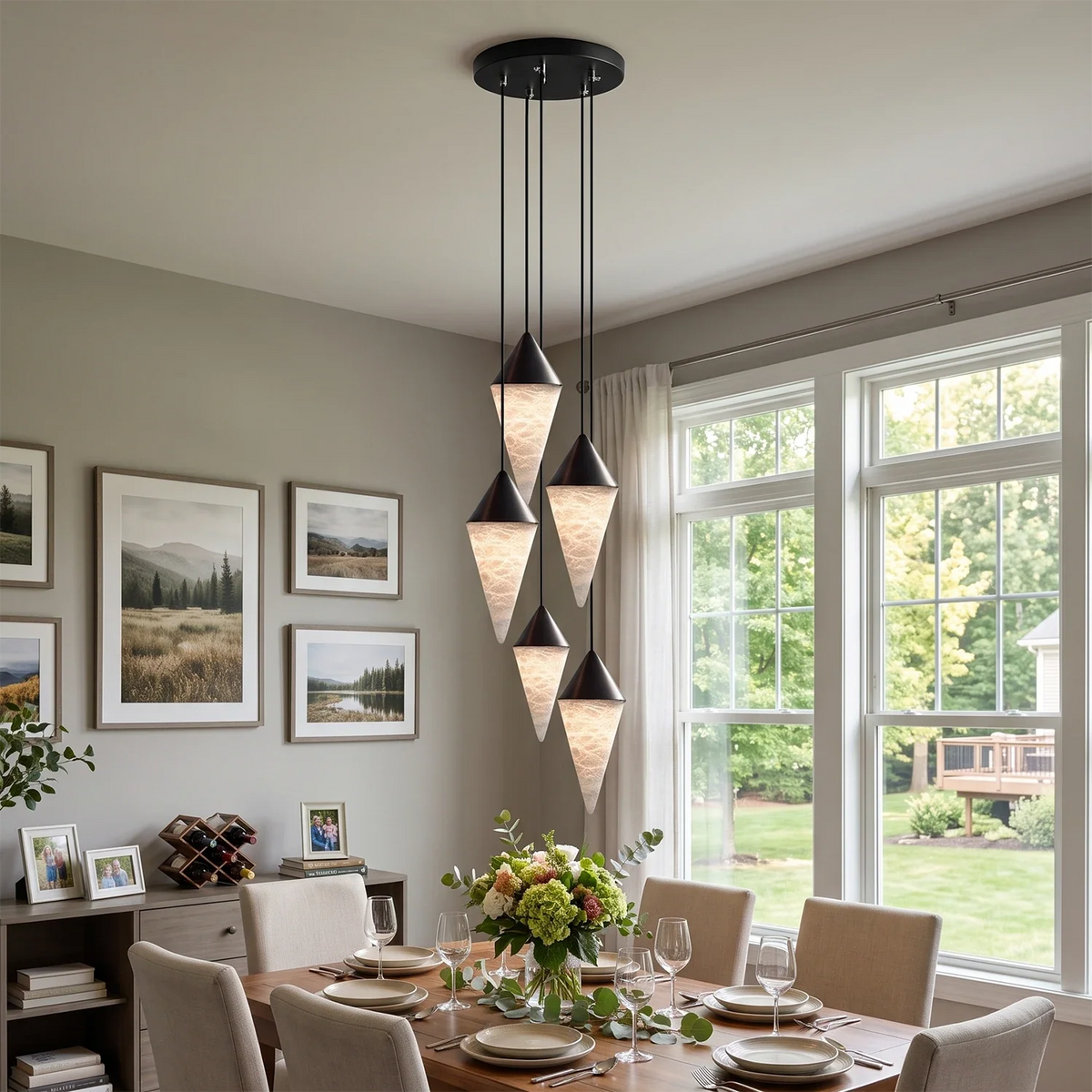 Ondine Faceted Alabaster Drop Chandelier – Alabaster detail 8