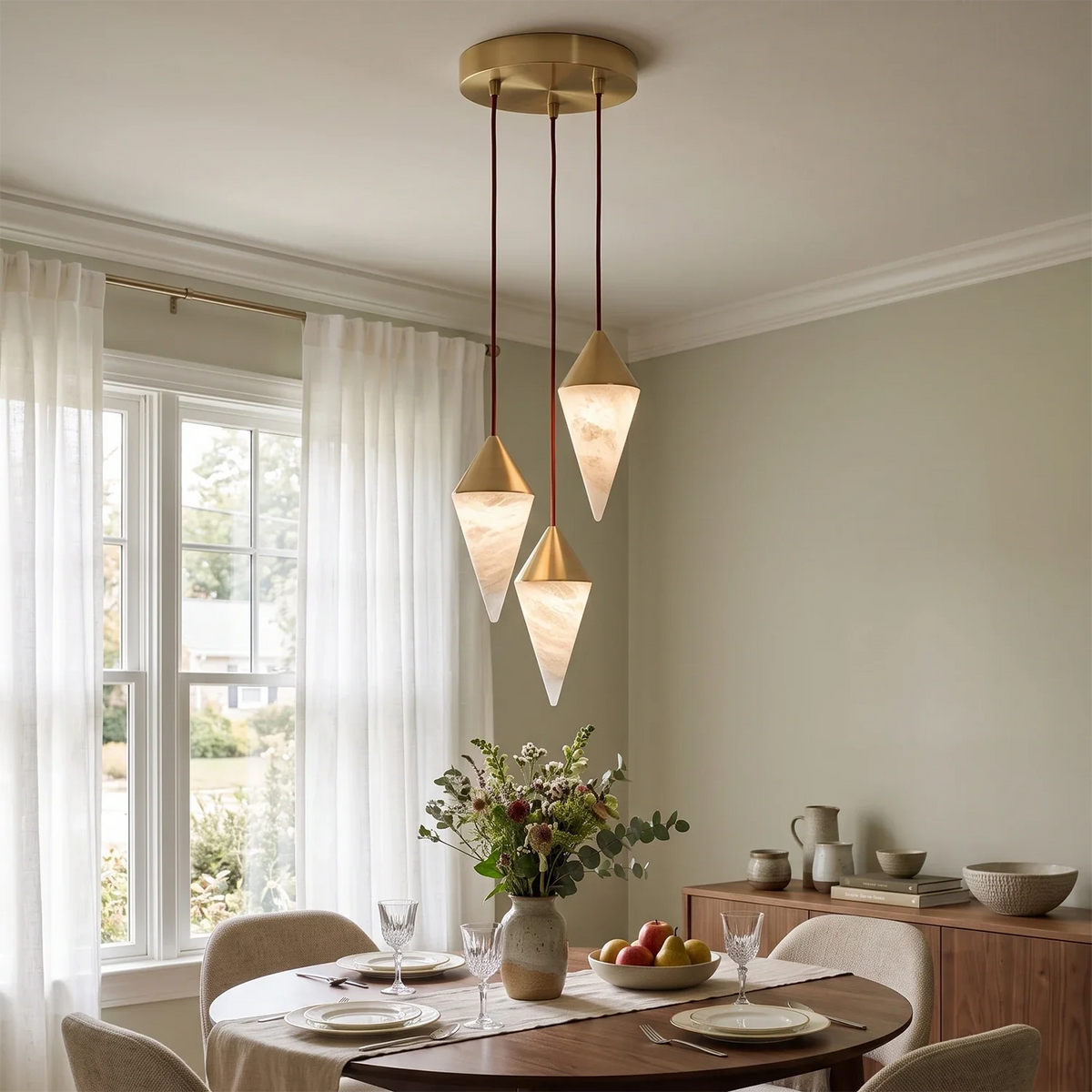 Ondine Faceted Alabaster Drop Chandelier – Alabaster detail 3
