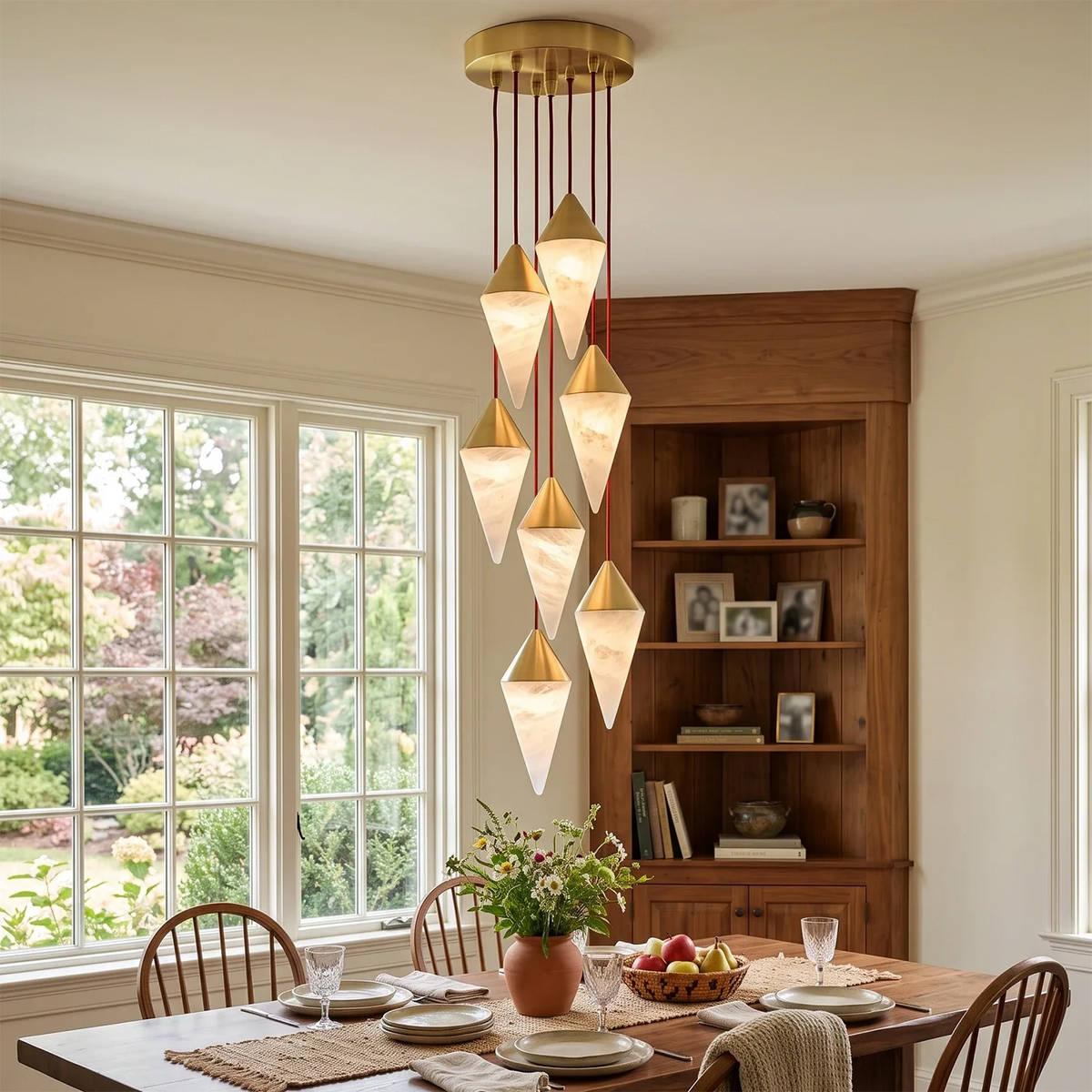 Ondine Faceted Alabaster Drop Chandelier – Alabaster detail 2