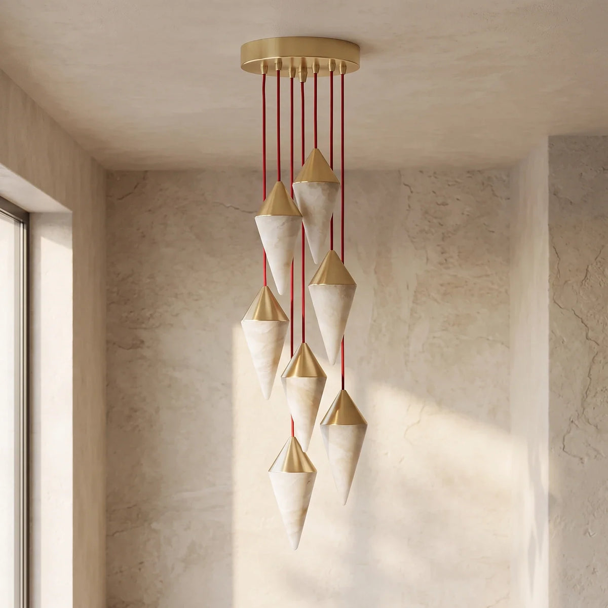 Ondine Faceted Alabaster Drop Chandelier – Alabaster detail 11