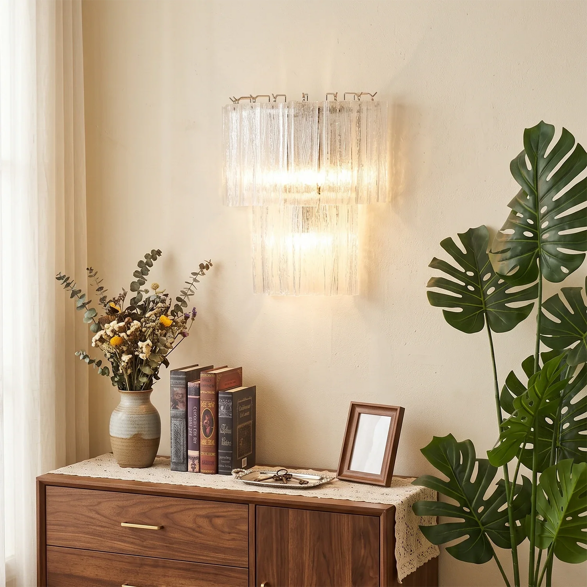 Ondine Tiered Glass Tube Wall Sconce – Glass detail 8