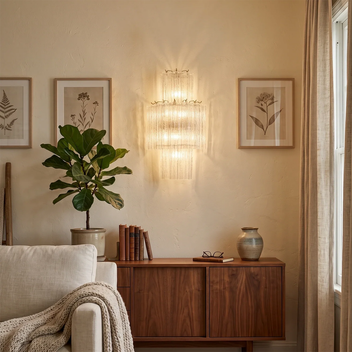 Ondine Tiered Glass Tube Wall Sconce – Glass detail 9