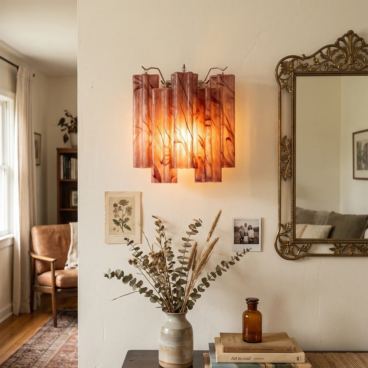 Ondine Tiered Glass Tube Wall Sconce – Glass detail 2
