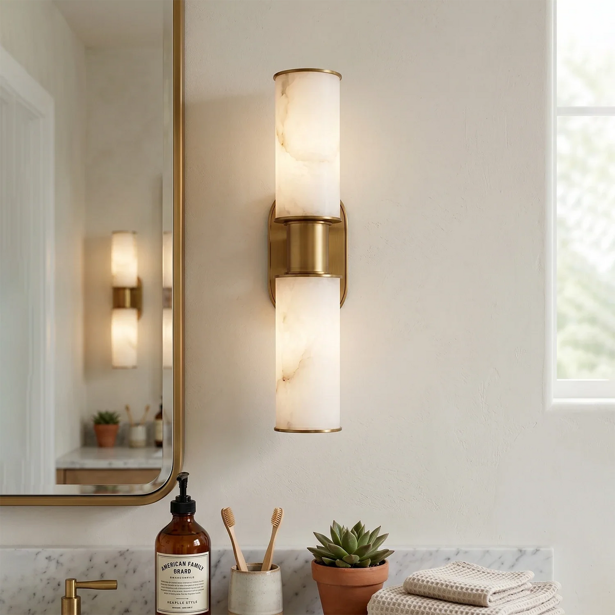 Alabaster Dualis Cylindrical Wall Sconce – Alabaster detail 2