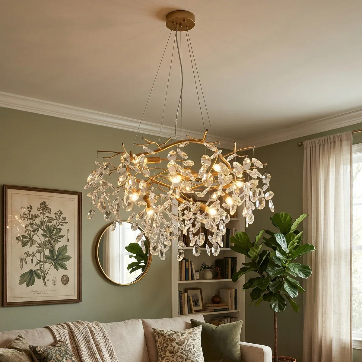 Crystal Teardrop Brass Chandelier – Crystal detail 5