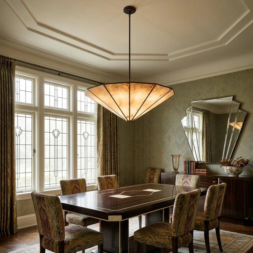 Orlaine Faceted Alabaster Panel Chandelier – Alabaster detail 3