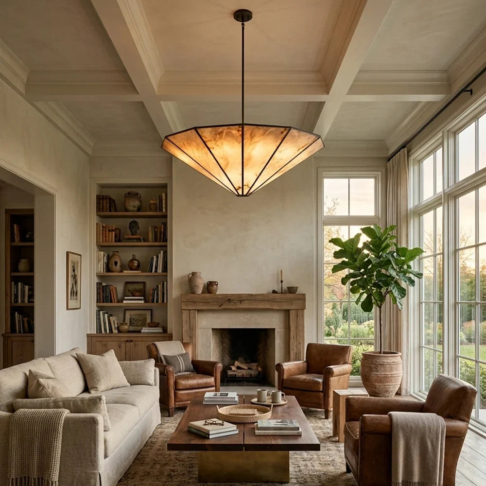 Orlaine Faceted Alabaster Panel Chandelier – Alabaster detail 6