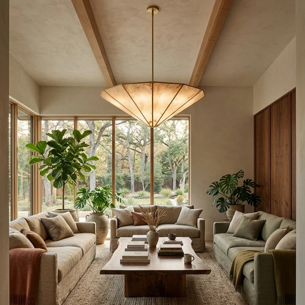 Orlaine Faceted Alabaster Panel Chandelier – Alabaster detail 2
