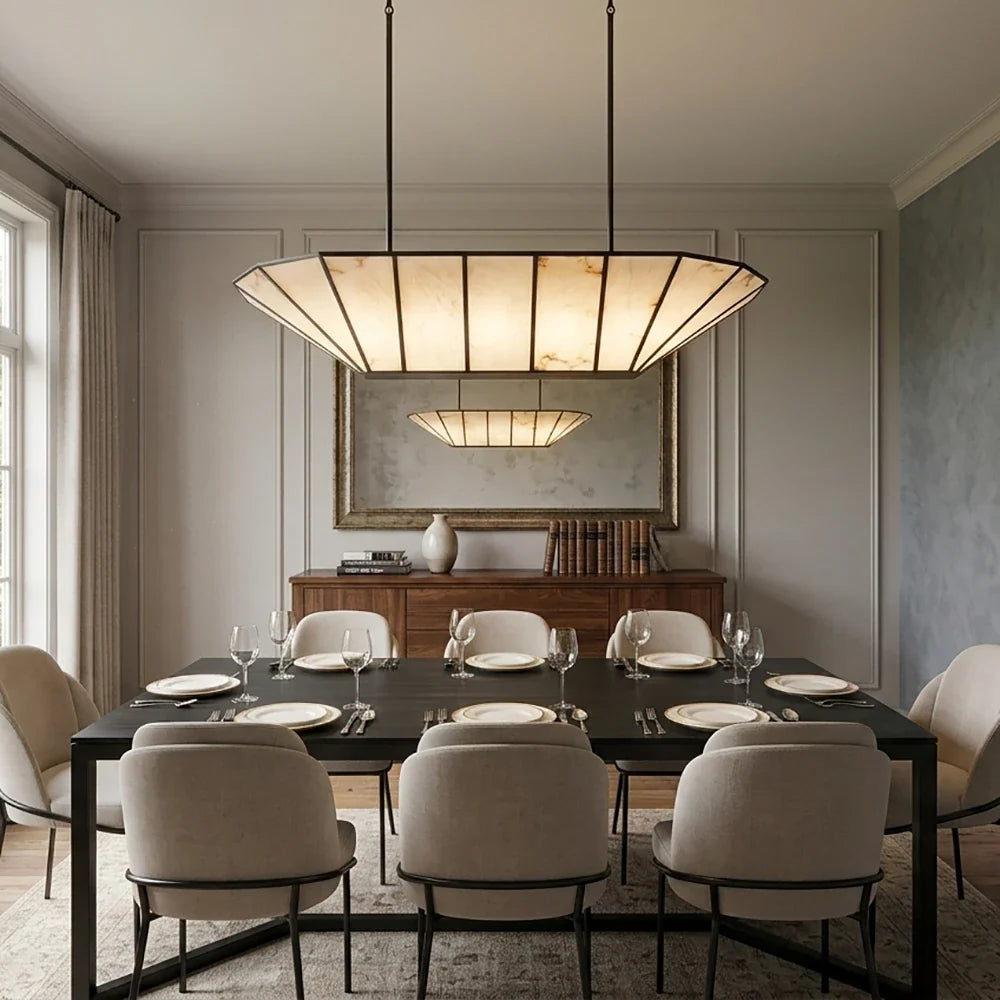 Orlaine Faceted Alabaster Panel Chandelier – Alabaster detail 9