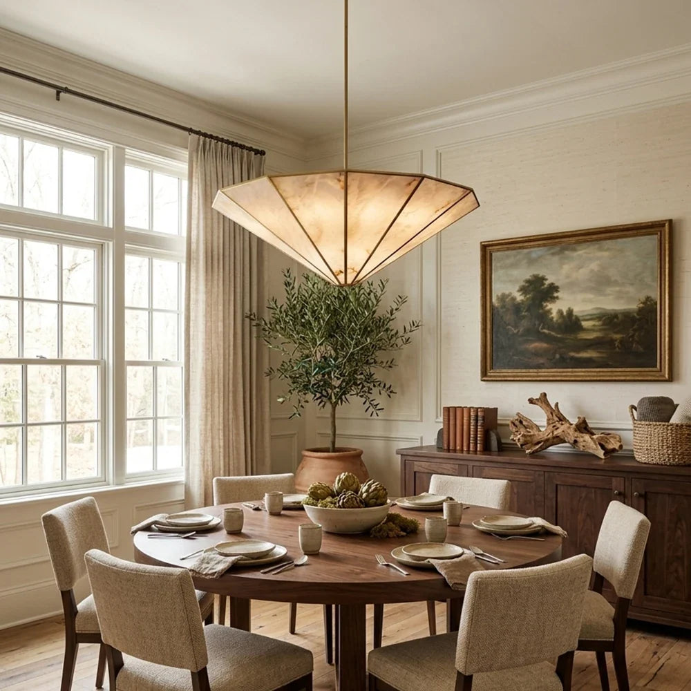 Orlaine Faceted Alabaster Panel Chandelier – Alabaster detail 7