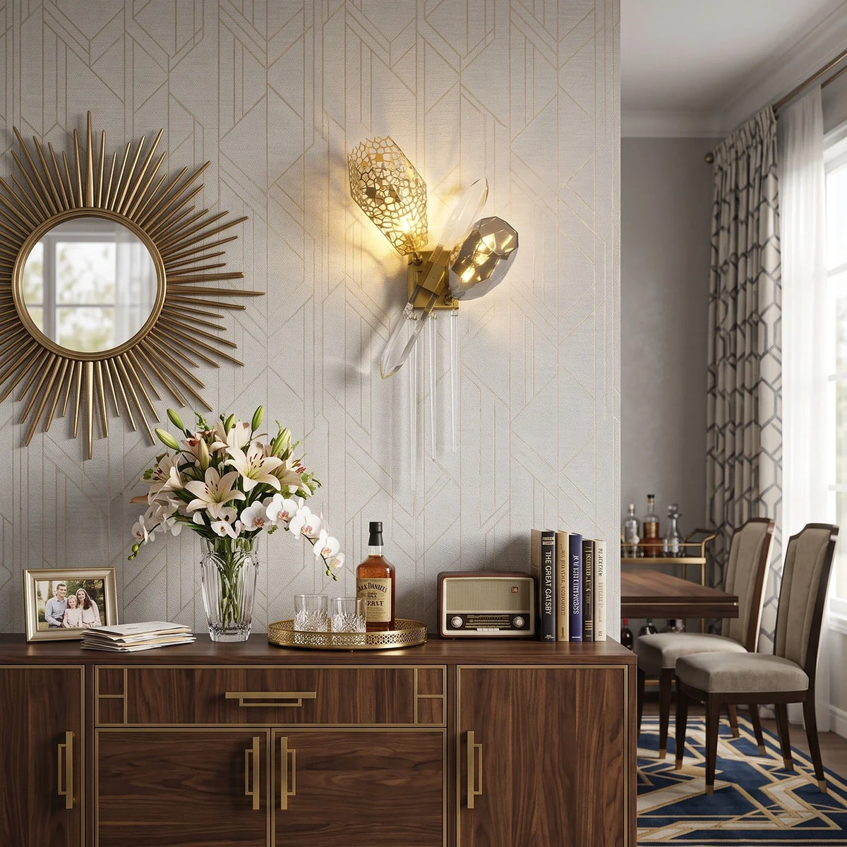 Ottilie Sculptural Crystal Wall Sconce – Crystal detail 2