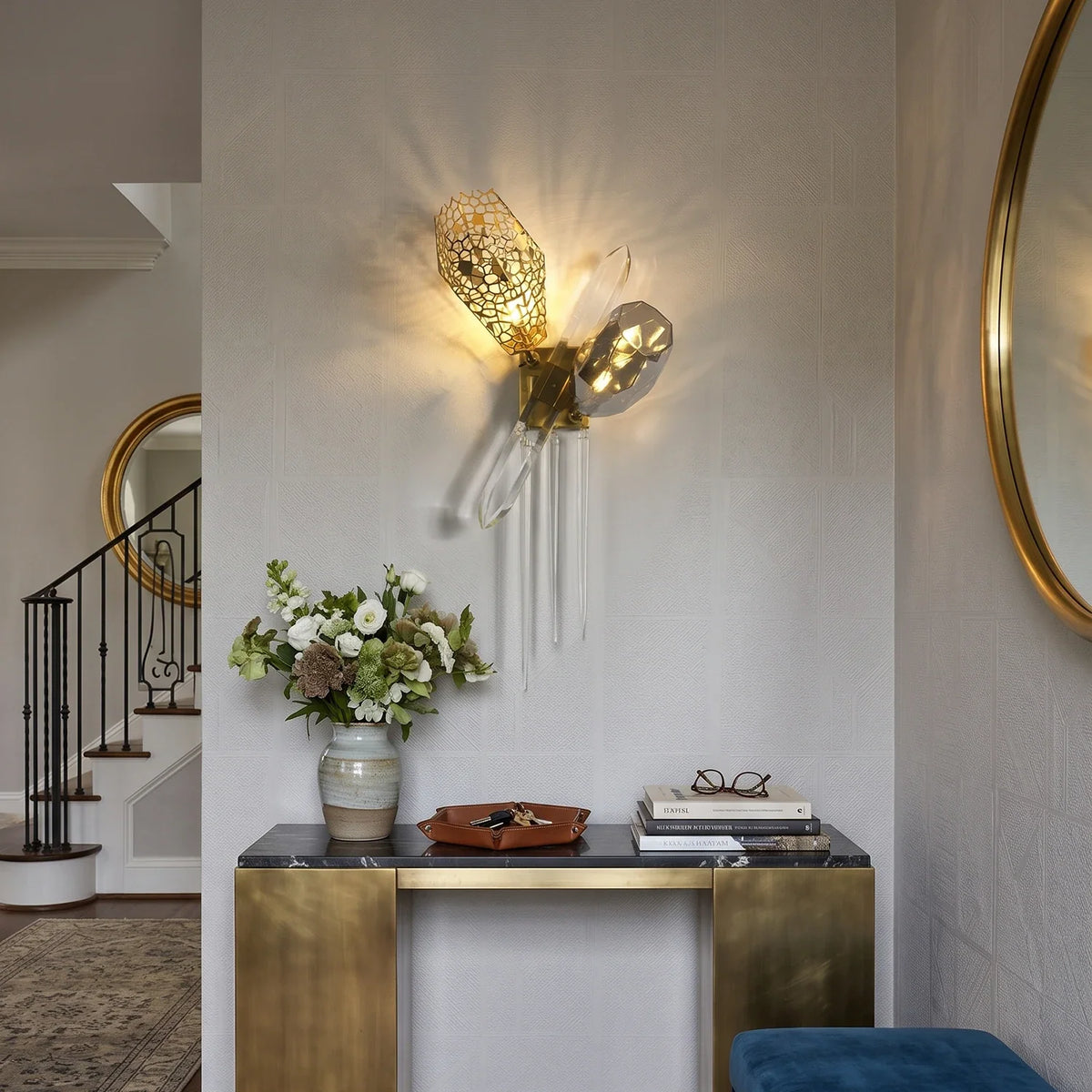 Ottilie Sculptural Crystal Wall Sconce – Crystal detail 3