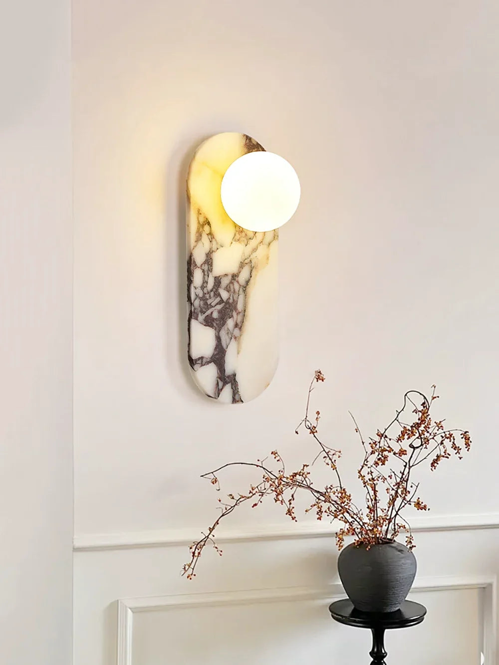 Oval Marble Modulo Glass Wall Lamp – Marble detail 10