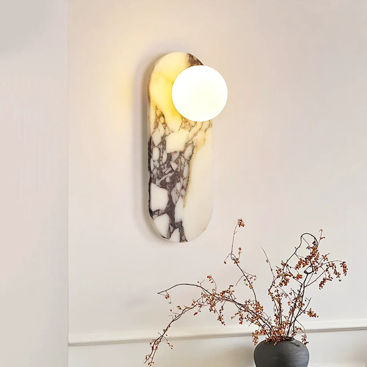 Oval Marble Modulo Glass Wall Lamp – Marble detail 3