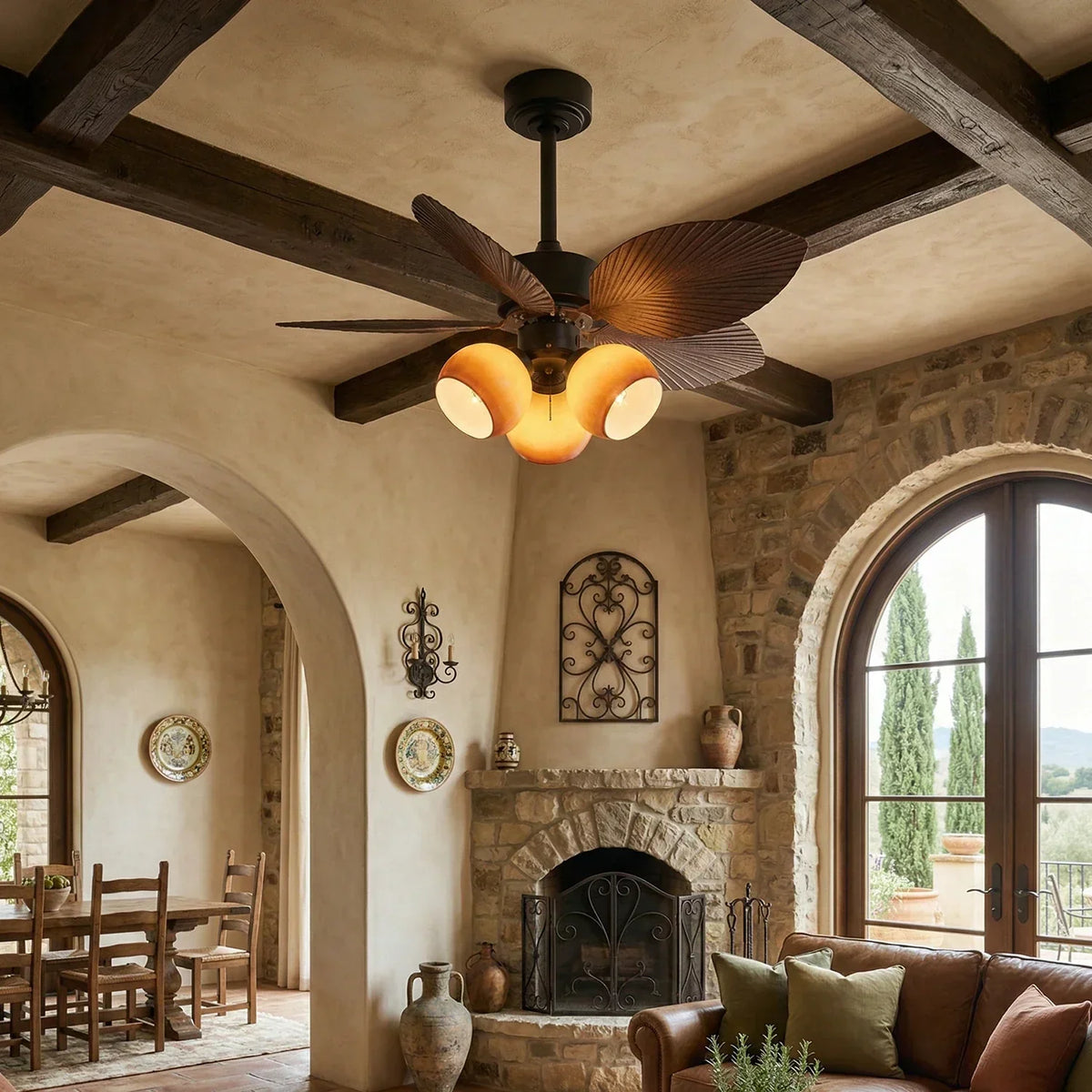 Palm Leaf Tropiluxe Glass Ceiling Fan Light – Glass detail 4
