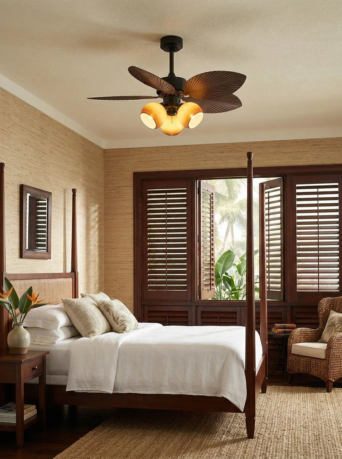 Palm Leaf Tropiluxe Glass Ceiling Fan Light – Glass detail 12