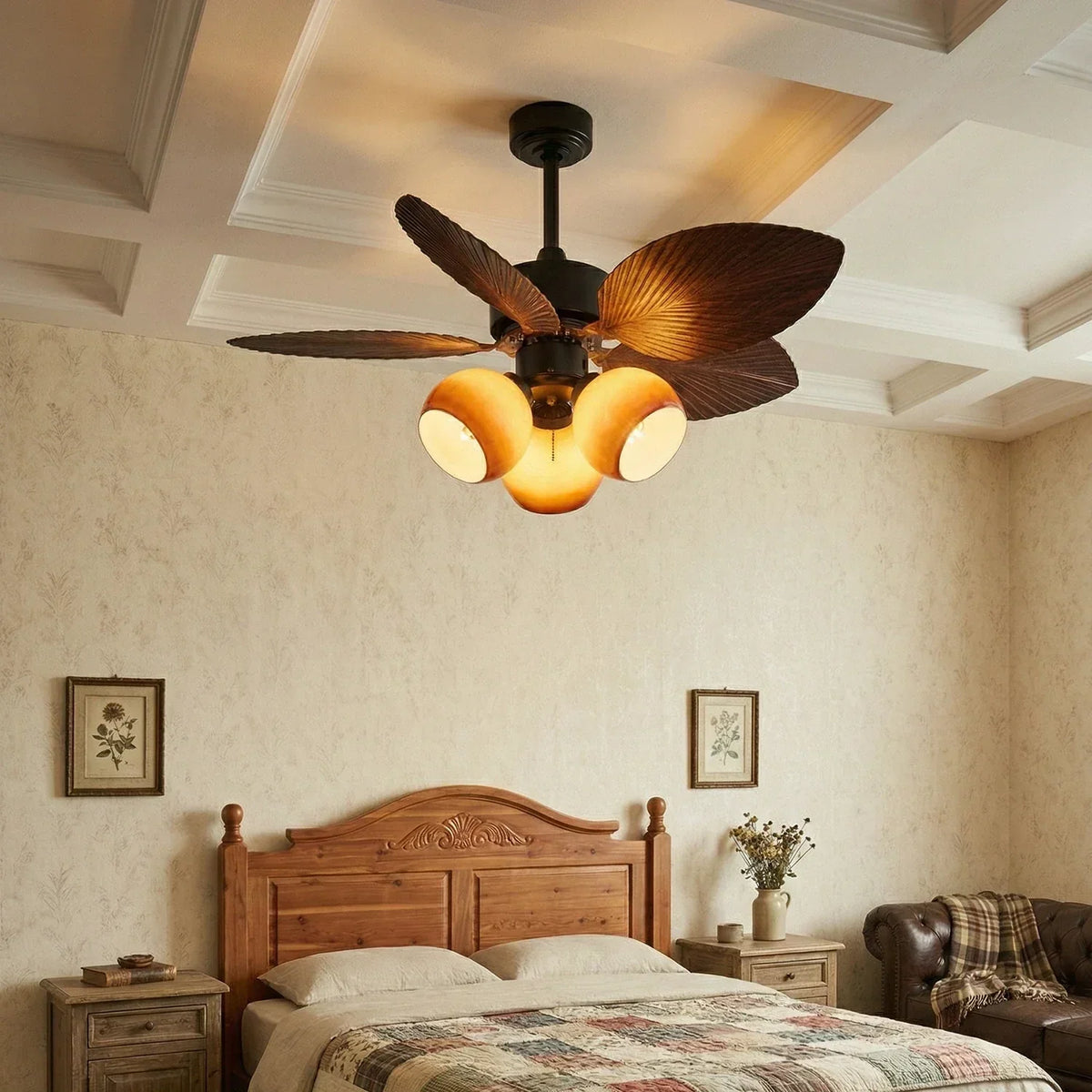 Palm Leaf Tropiluxe Glass Ceiling Fan Light – Glass detail 5