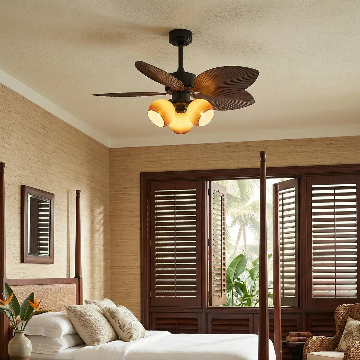 Palm Leaf Tropiluxe Glass Ceiling Fan Light – Glass detail 3
