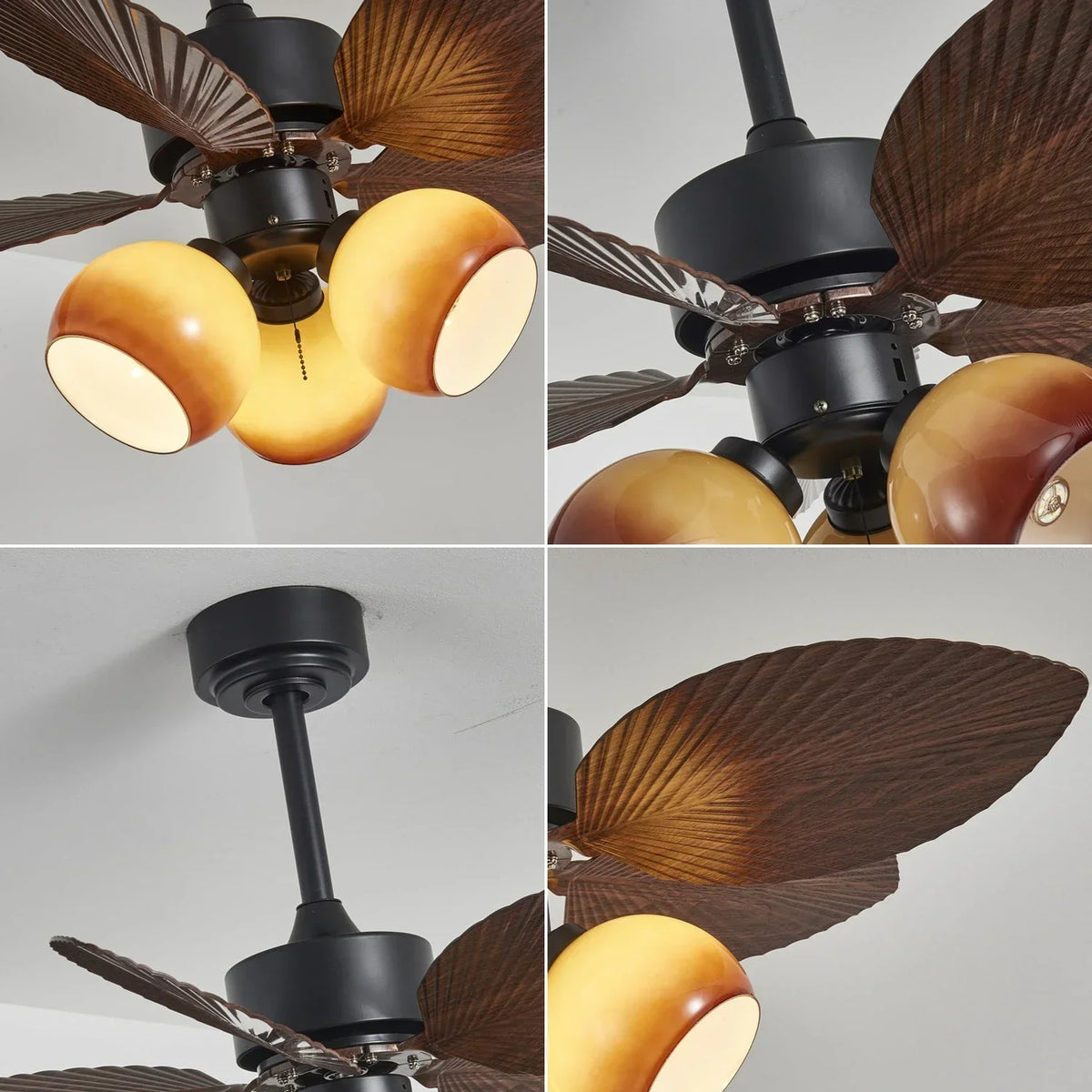 Palm Leaf Tropiluxe Glass Ceiling Fan Light – Glass detail 13