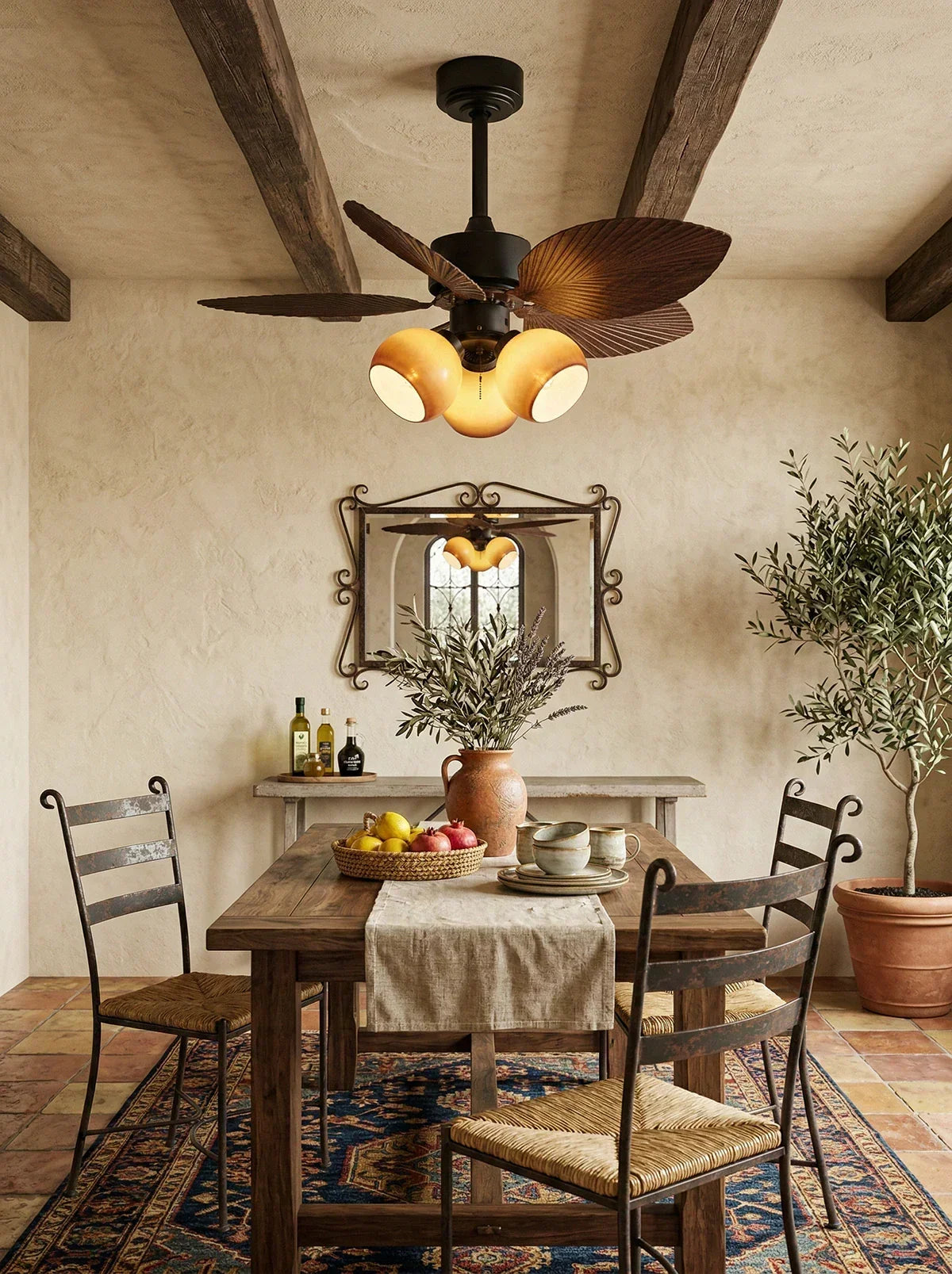 Palm Leaf Tropiluxe Glass Ceiling Fan Light – Glass detail 11