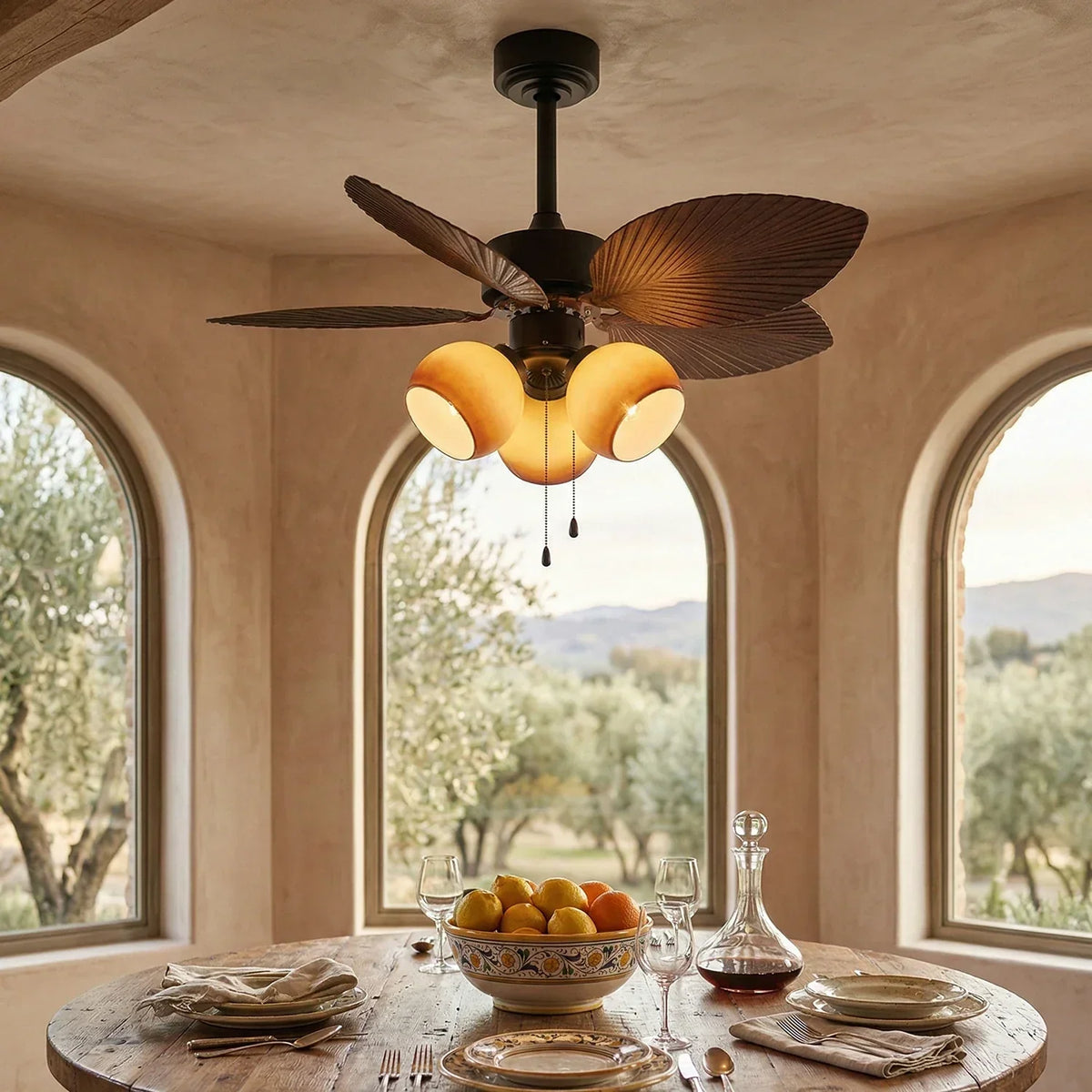 Palm Leaf Tropiluxe Glass Ceiling Fan Light – Glass detail 9