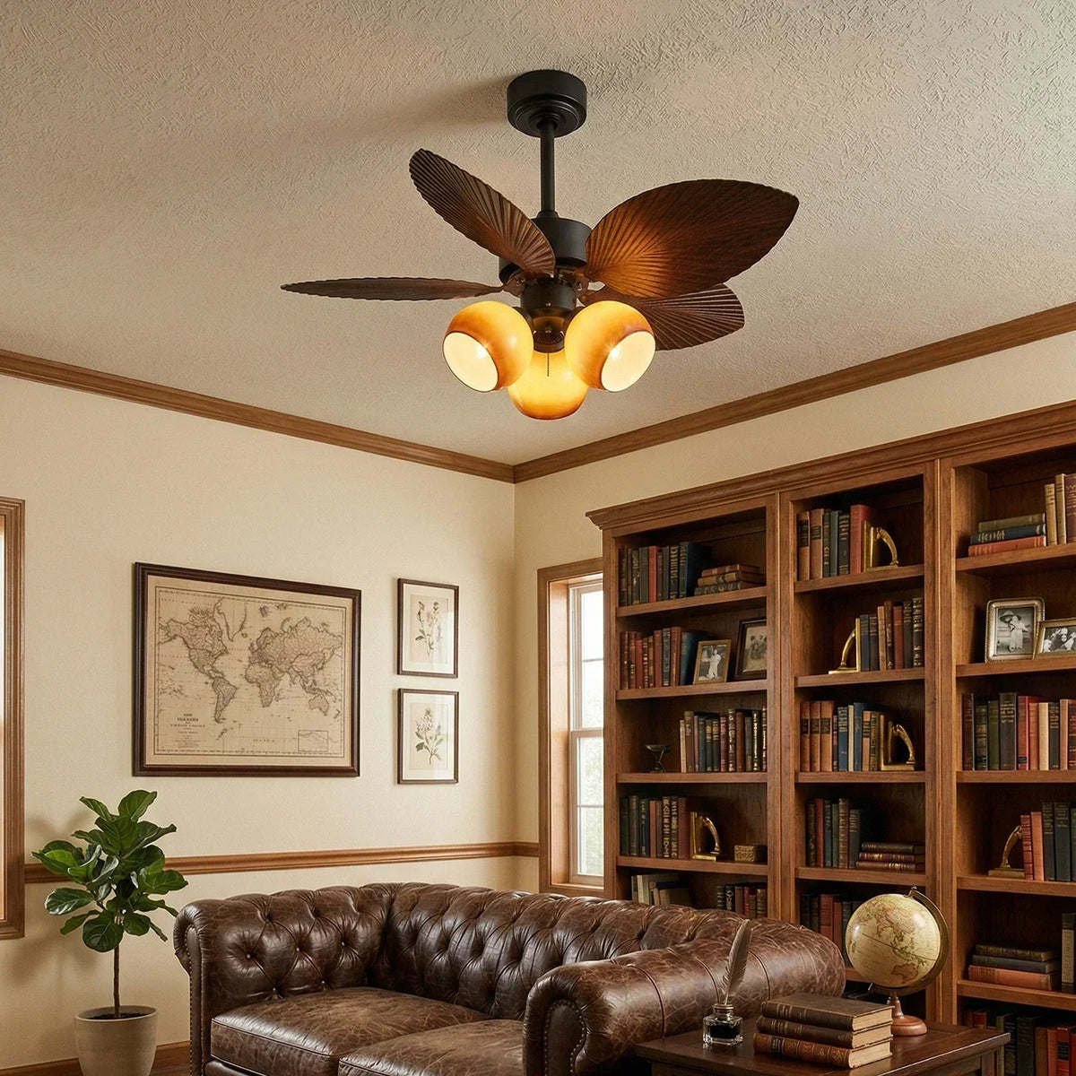 Palm Leaf Tropiluxe Glass Ceiling Fan Light – Glass detail 7