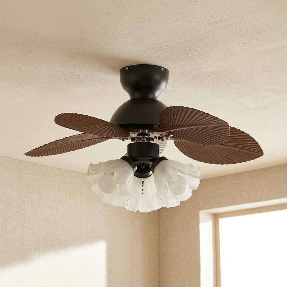 Palm Leaves Flower Shape Glass Ceiling Fan Light – Glass detail 14