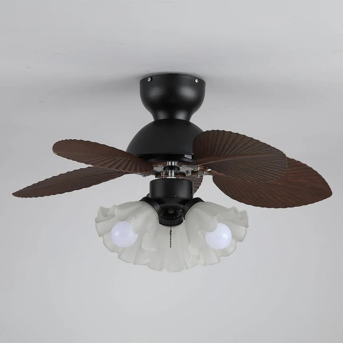 Palm Leaves Flower Shape Glass Ceiling Fan Light – Glass detail 13