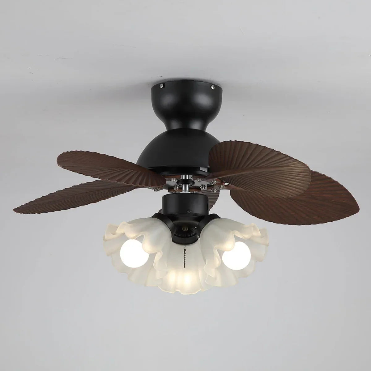 Palm Leaves Flower Shape Glass Ceiling Fan Light – Glass detail 12