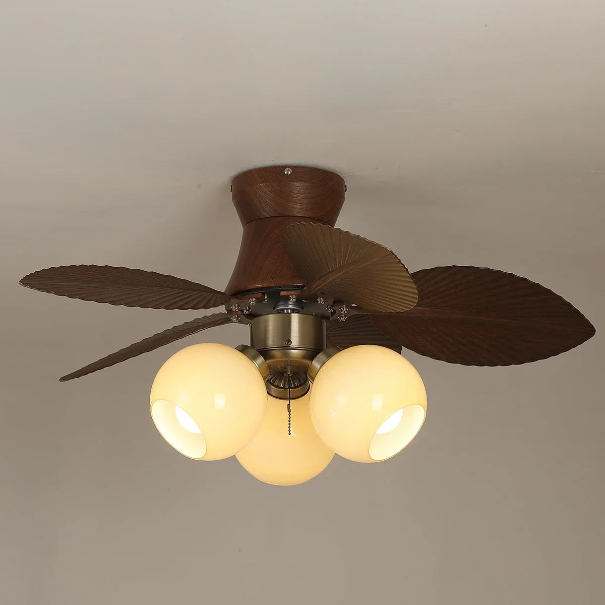 Palm Leaves Round Glass Ceiling Fan Light – Glass detail 13