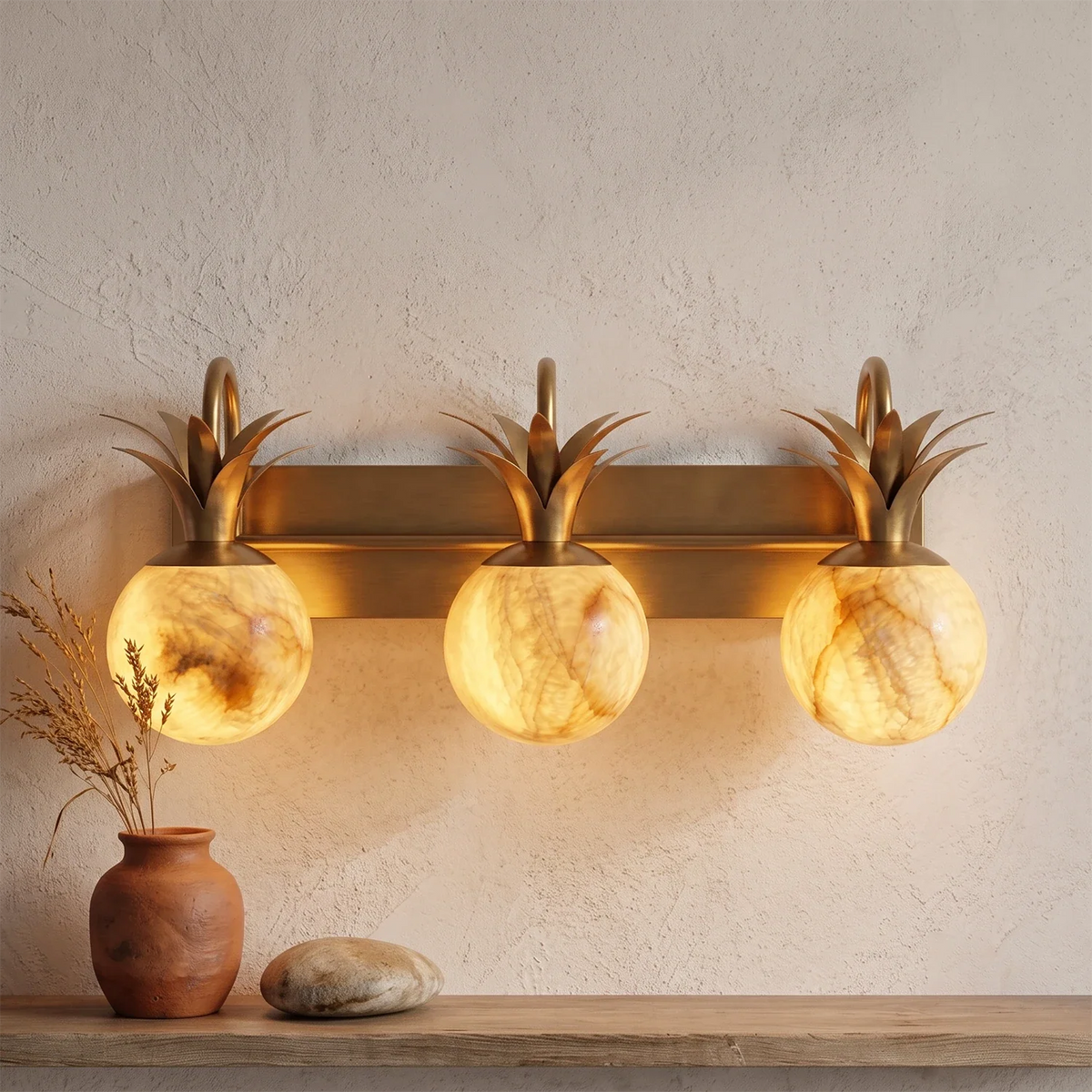 Palmyra Alabaster Globe Palm Wall Sconce – Alabaster detail 18