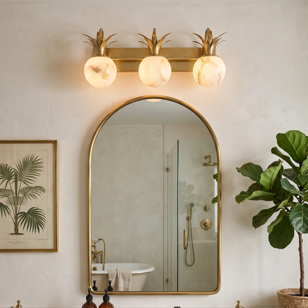 Palmyra Alabaster Globe Palm Wall Sconce – Alabaster detail 2