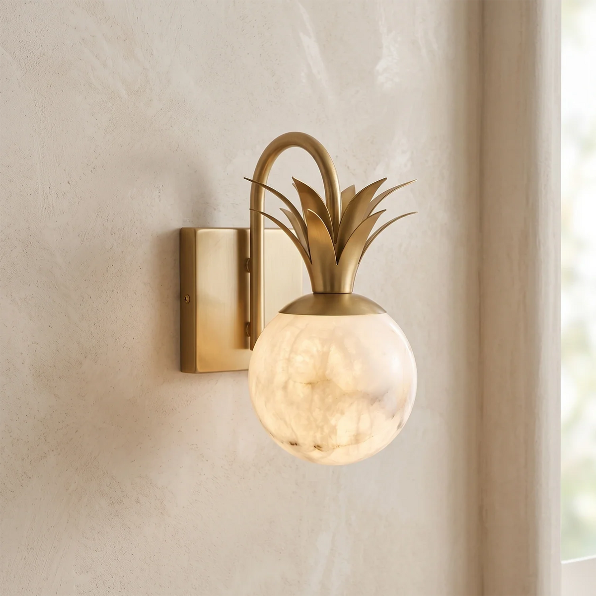 Palmyra Alabaster Globe Palm Wall Sconce – Alabaster detail 16