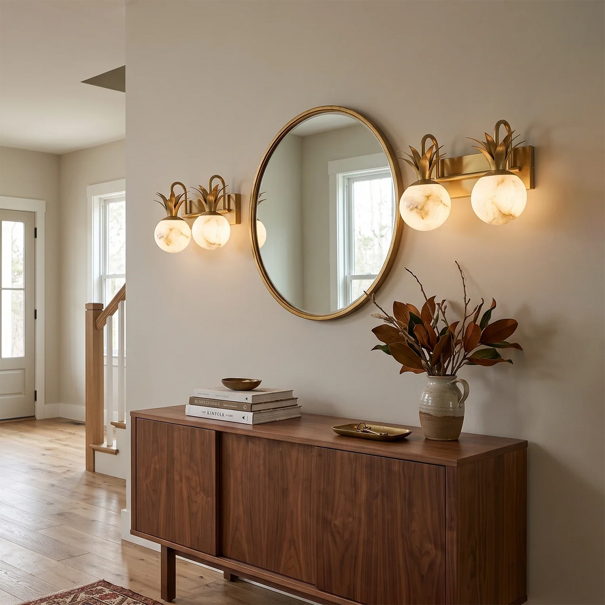 Palmyra Alabaster Globe Palm Wall Sconce – Alabaster detail 10