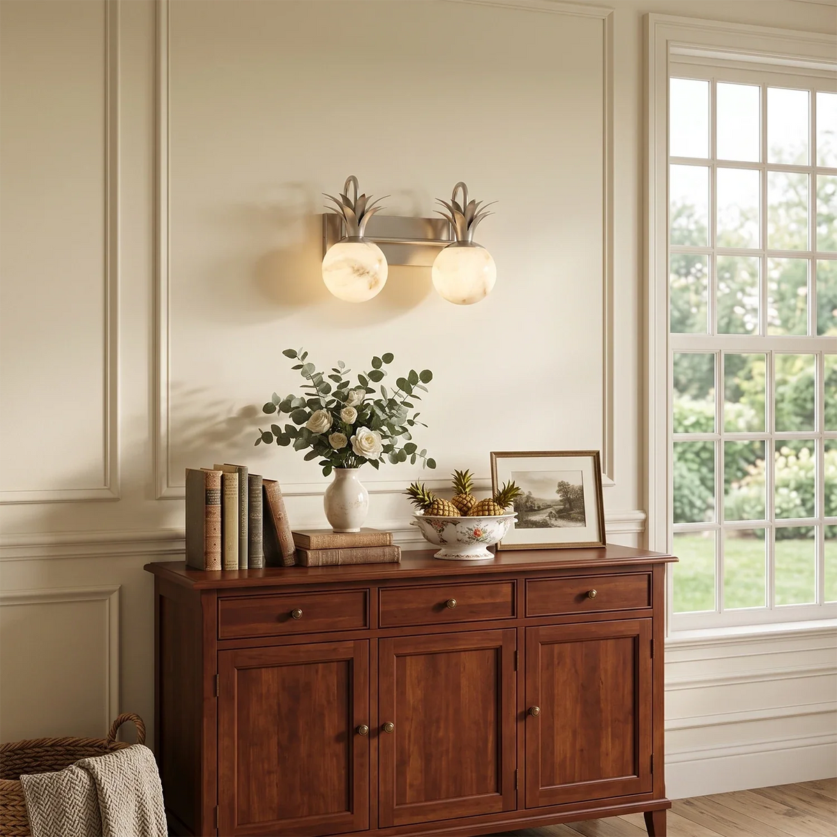 Palmyra Alabaster Globe Palm Wall Sconce – Alabaster detail 5