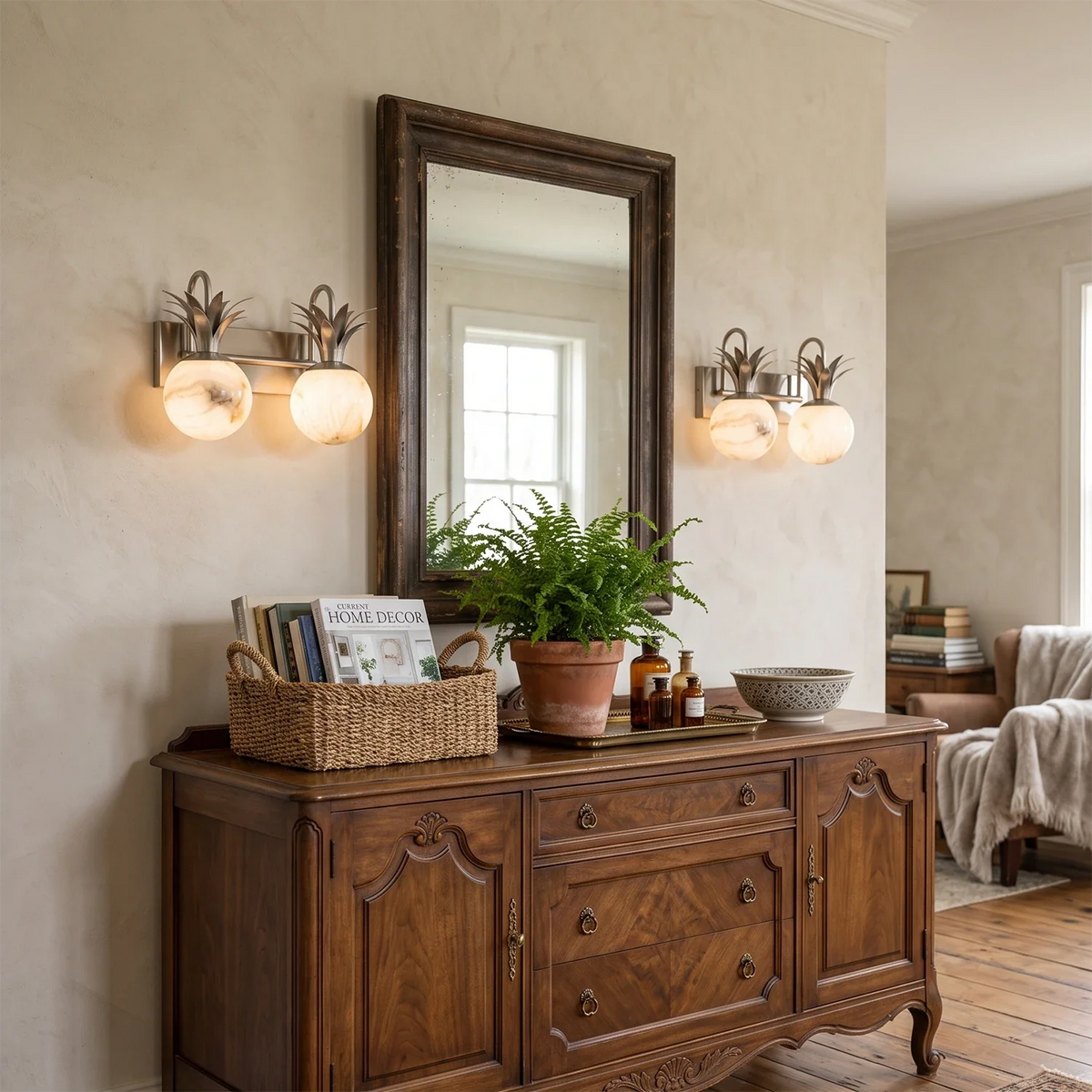 Palmyra Alabaster Globe Palm Wall Sconce – Alabaster detail 11