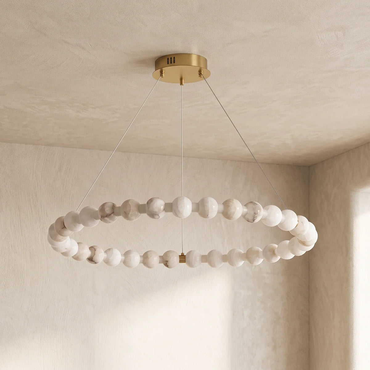 Pearl Alabaster Necklace Round Chandelier – Alabaster detail 31