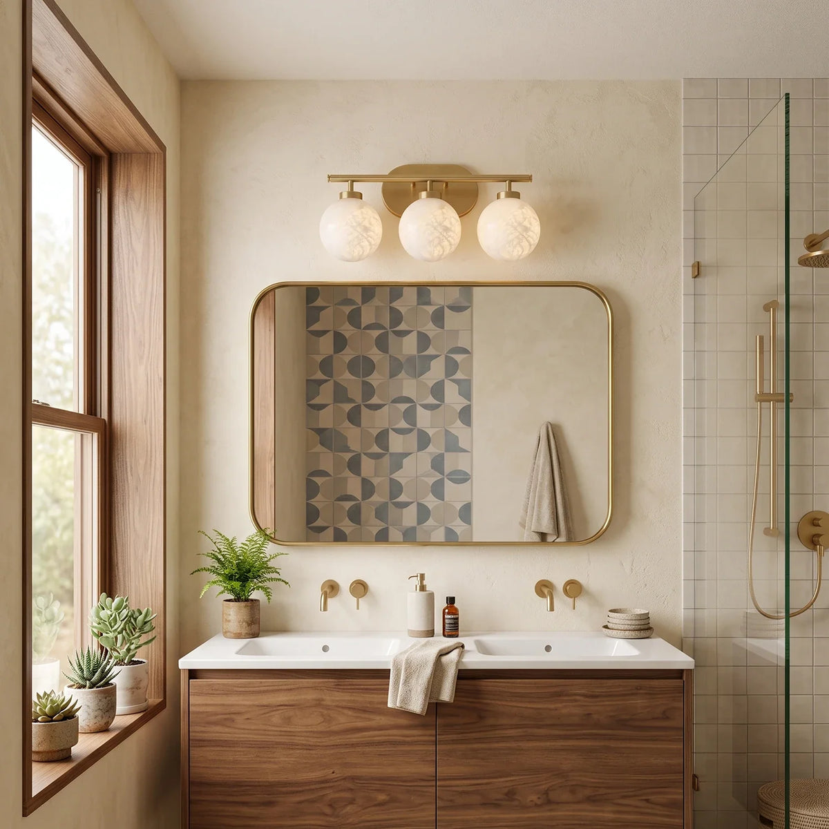 Perlune Globe Alabaster Vanity Wall Light – Alabaster detail 2