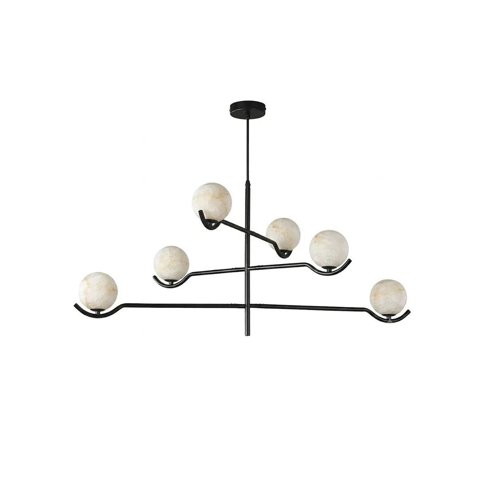 Perrin Crossing Arm Globe Alabaster Chandelier – Alabaster detail 18