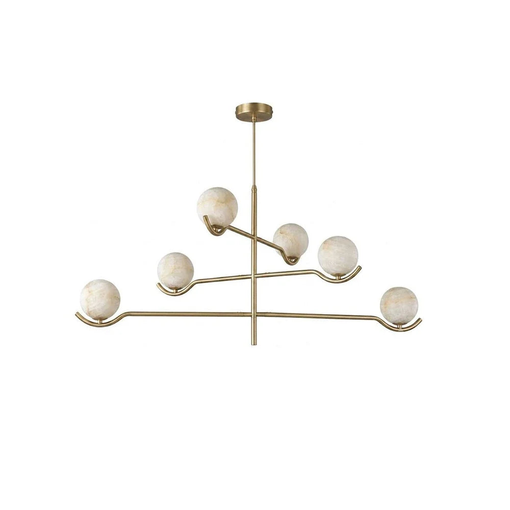 Perrin Crossing Arm Globe Alabaster Chandelier – Alabaster detail 17