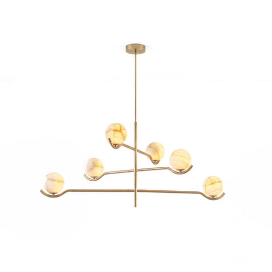 Perrin Crossing Arm Globe Alabaster Chandelier