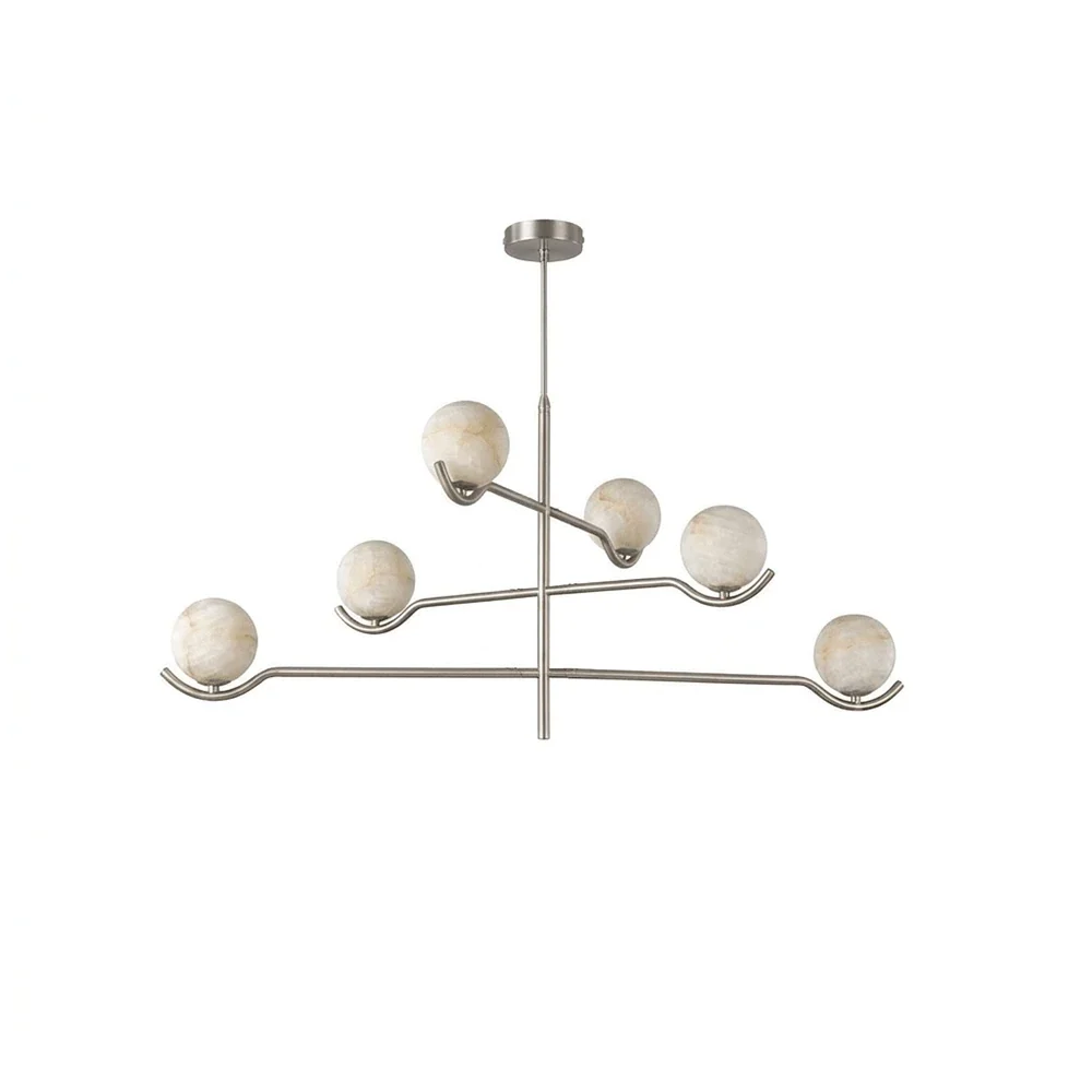 Perrin Crossing Arm Globe Alabaster Chandelier – Alabaster detail 19