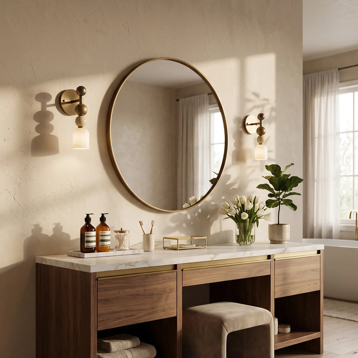Perrin Stacked Alabaster Wall Sconce – Alabaster detail 7