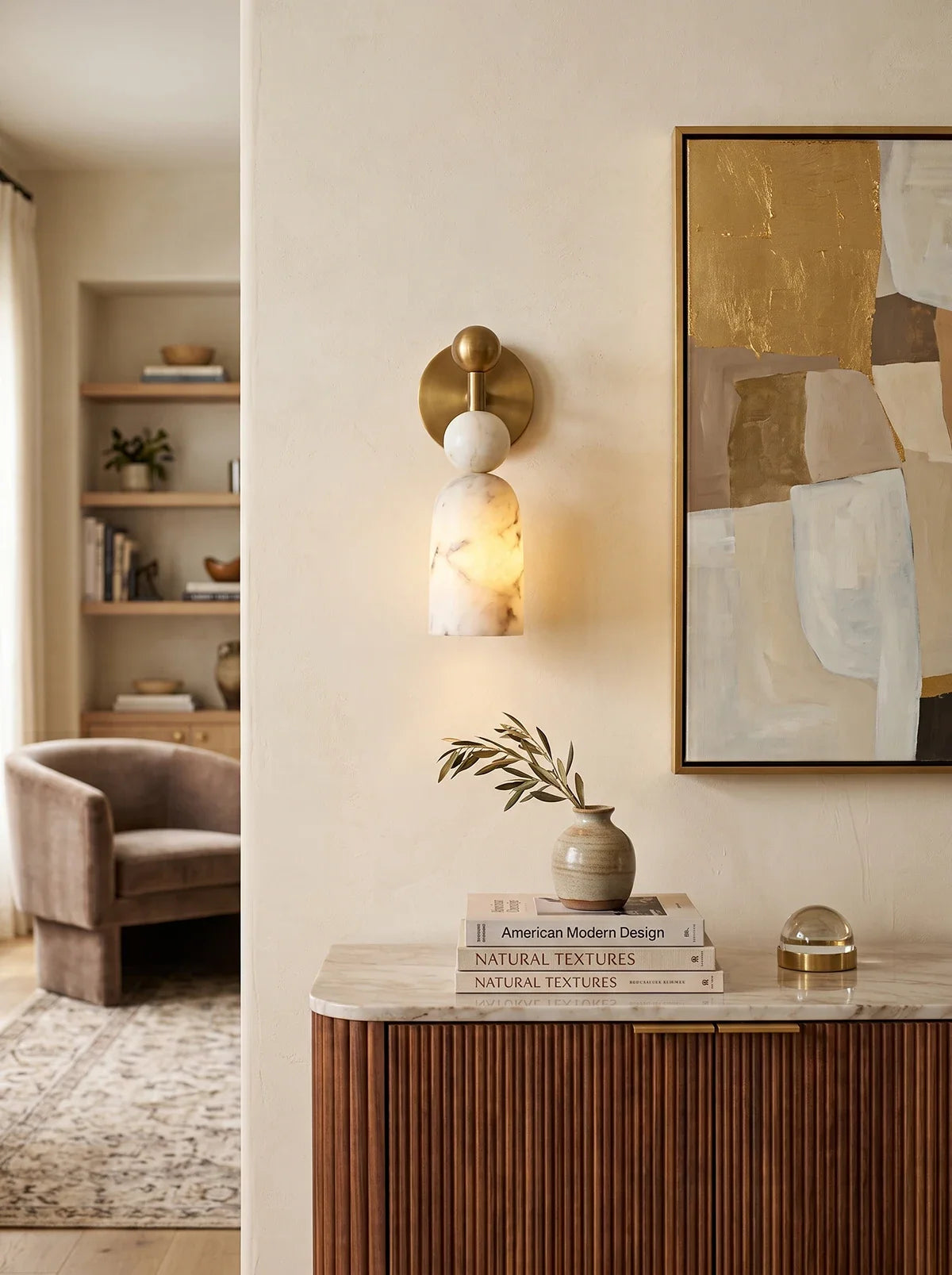 Perrin Stacked Alabaster Wall Sconce – Alabaster detail 9