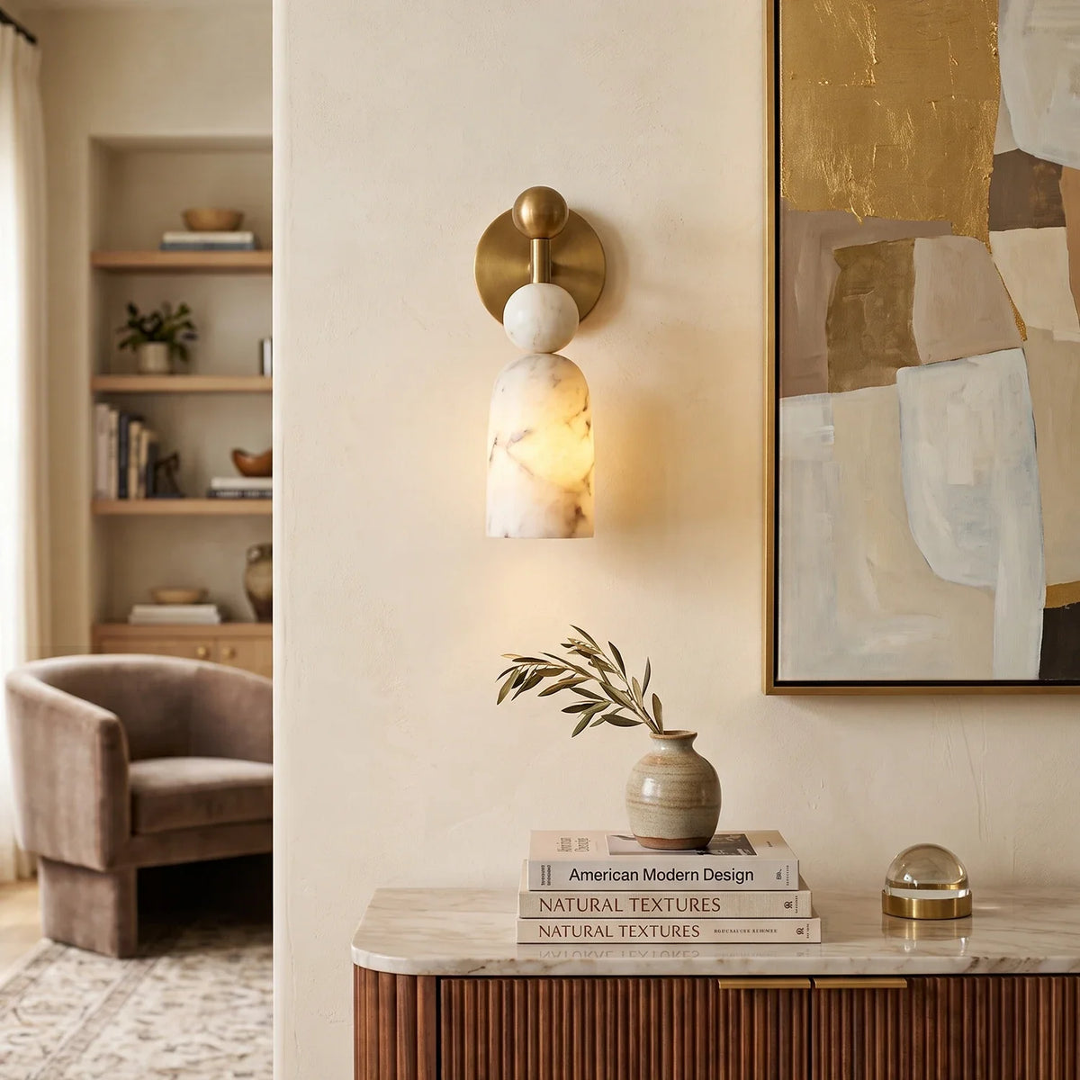 Perrin Stacked Alabaster Wall Sconce – Alabaster detail 2