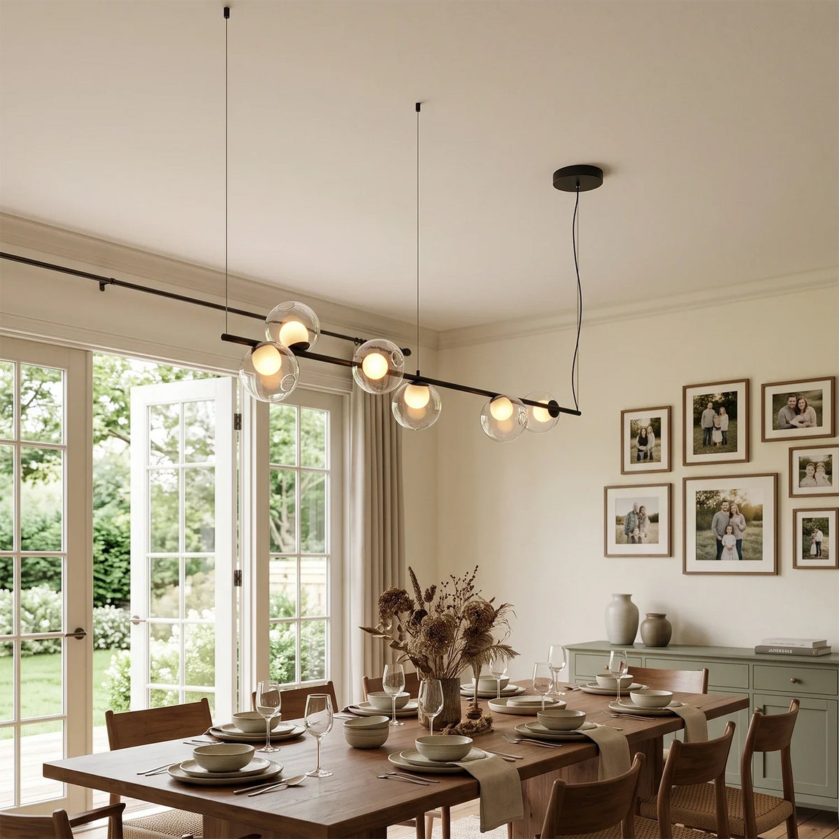 Perrin Threaded Orb Linear Glass Chandelier – Glass detail 5